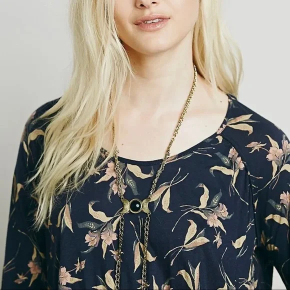 Free People Anthropologie Elsa Floral Print Twisted Open Back Shirt Blouse Top - Picture 3 of 8